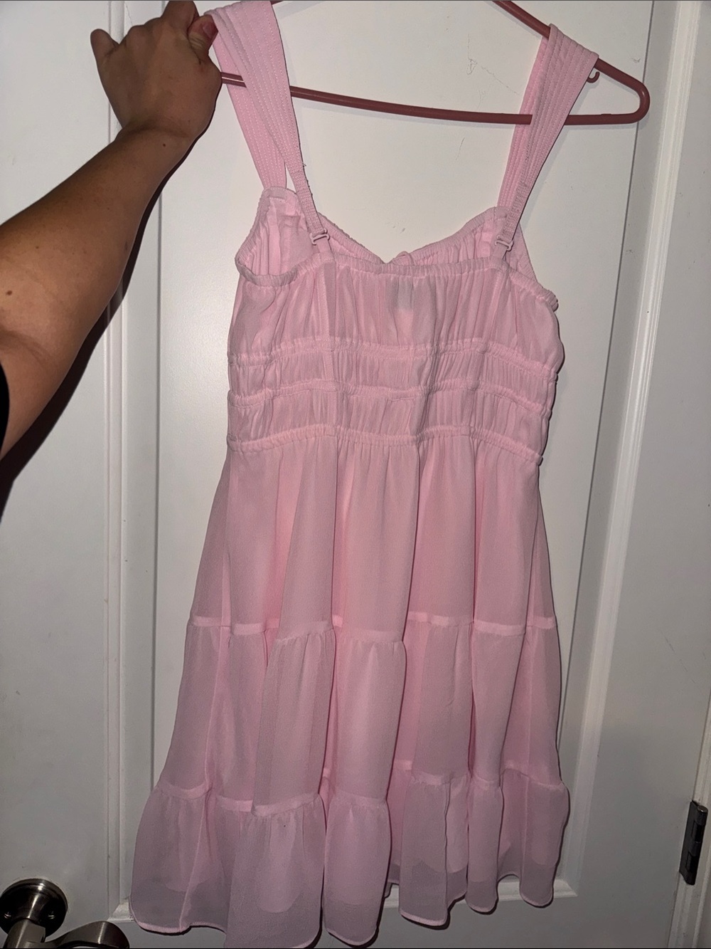 Aritzia Soft Pink Tiered Mini Dress - Picture 3 of 3